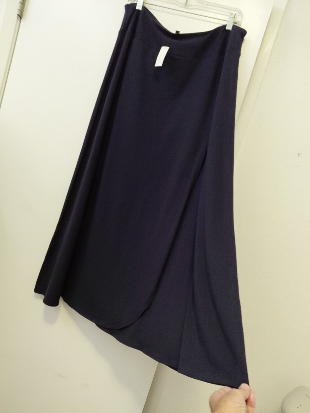 Talbots Jersey Knit Faux Wrap Maxi Skirt Navy Blue Large NWT Minimalist